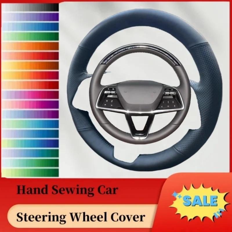 

DIY Abrasion-resistant Breathable Genuine Leather Steering Wheel Cover For Cadillac CT4 CT5 XT4 CT6 XT6 ATS SRX XTS CTS EXT XT5