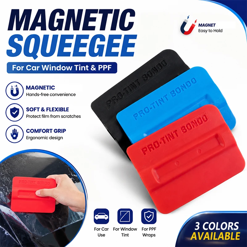 Magnetic Double Sided No Felt Squeegee Car Vinyl Wrap Scraper Anti Scratch Window Tint Tool Air Bubble Remover Film Scraper Tool