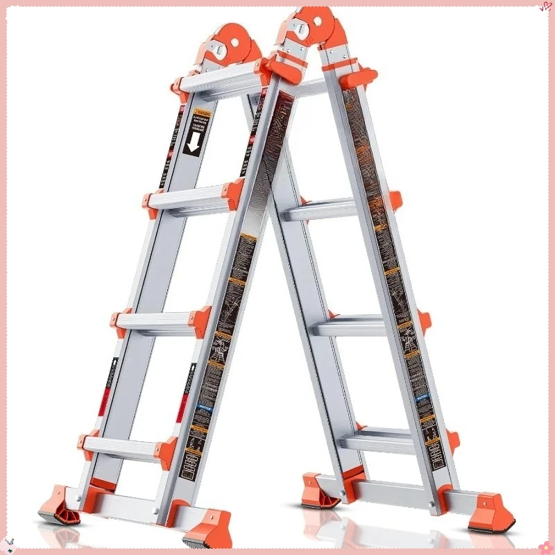 多目的14フィートアルミAフレームはしご、省スペース4段伸縮はしご（家庭用および業務用）