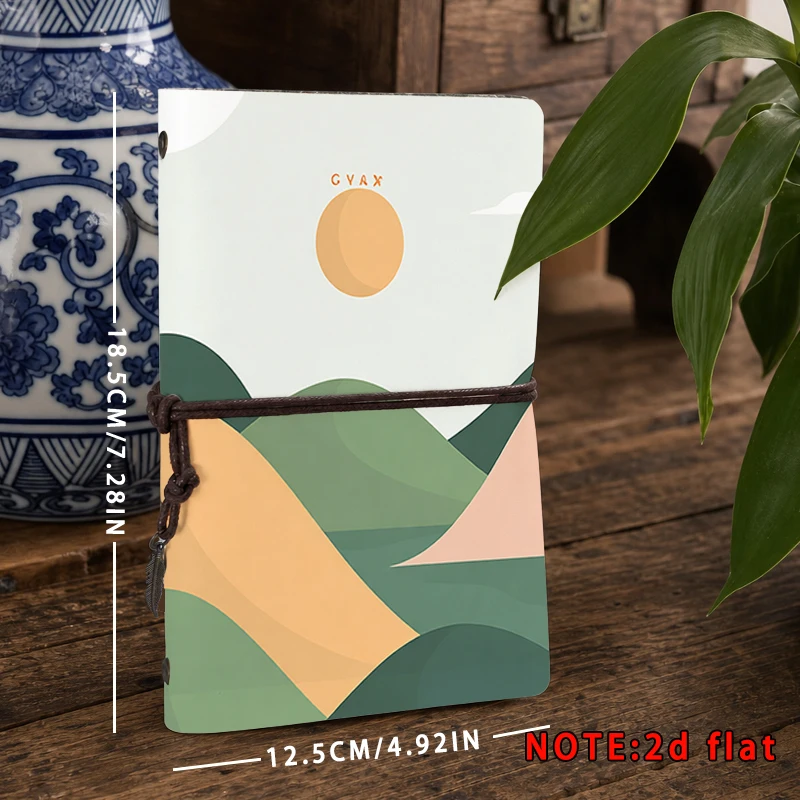Boho Geometric Mountain Scenery Travel Notebook Portable String Bound Journal Removable Inner Pages For Nature Lovers  Gift