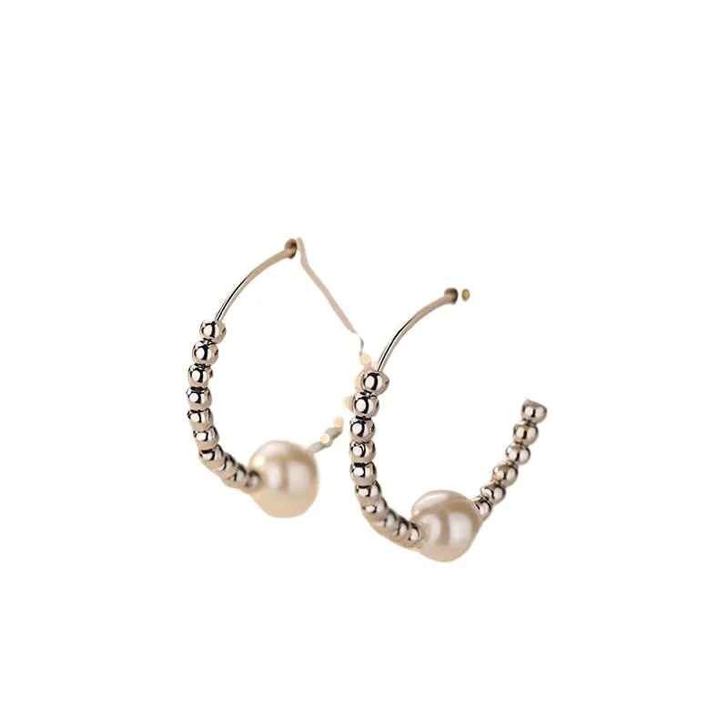 

S925 silver pearl earrings women's premium stud earrings light luxury temperament cold wind earrings
