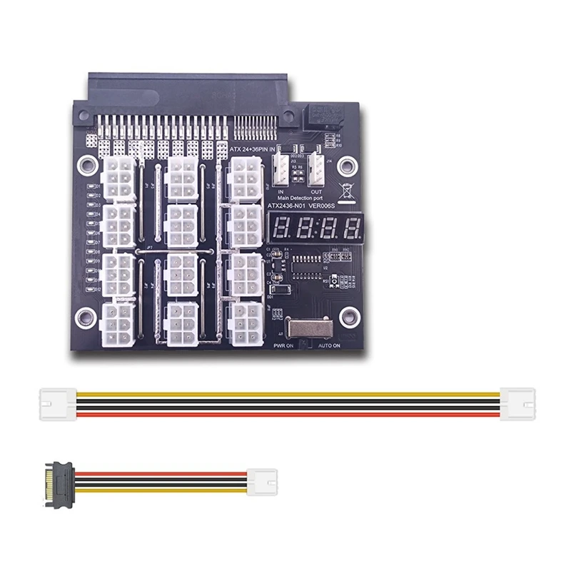 Mining Breakout Board 12Port 6Pin Power Supply Module Board With LED 4Pin Cable For Dell PSU Server 750W 1100W 1600W