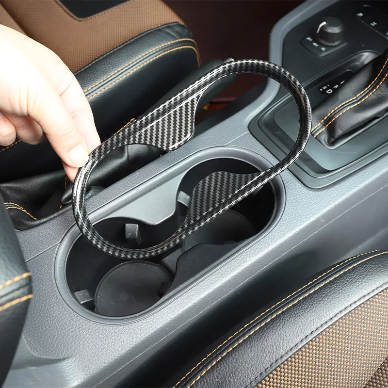 ABS Carbon fiber For Ford Ranger Wildtrak 2015-2021 Car Interior Central Control Water Cup Holder Panel Sticker Car Accessories
