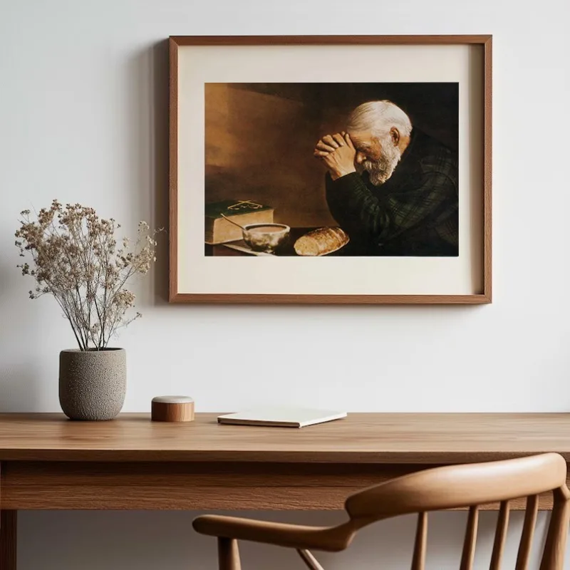 Grace By Eric Enstrom Fine Art Man Praying Over Bread Vintage Christian Poster Canvas Painting Wall Pictures Home Decor