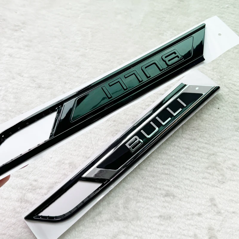 2 piezas/par, nuevo emblema de puerta ABS BULLI plateado brillante negro para Multivan, accesorios de estilo para coche