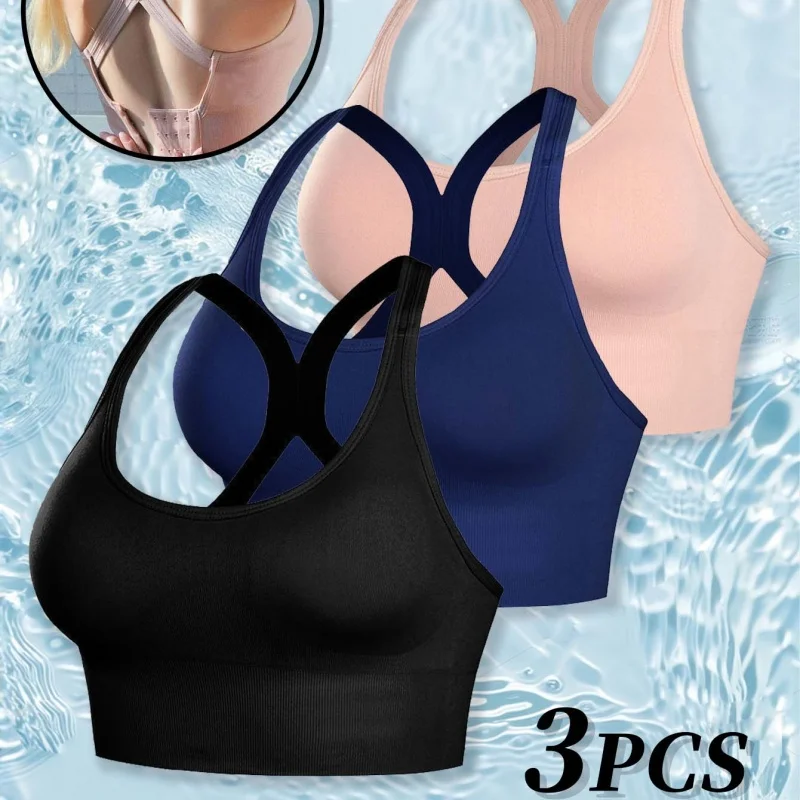 プラスサイズの女性用クロスデザイン耐衝撃スポーツブラ、調節可能なバッククラスプ付き - ヨガ&フィットネス下着