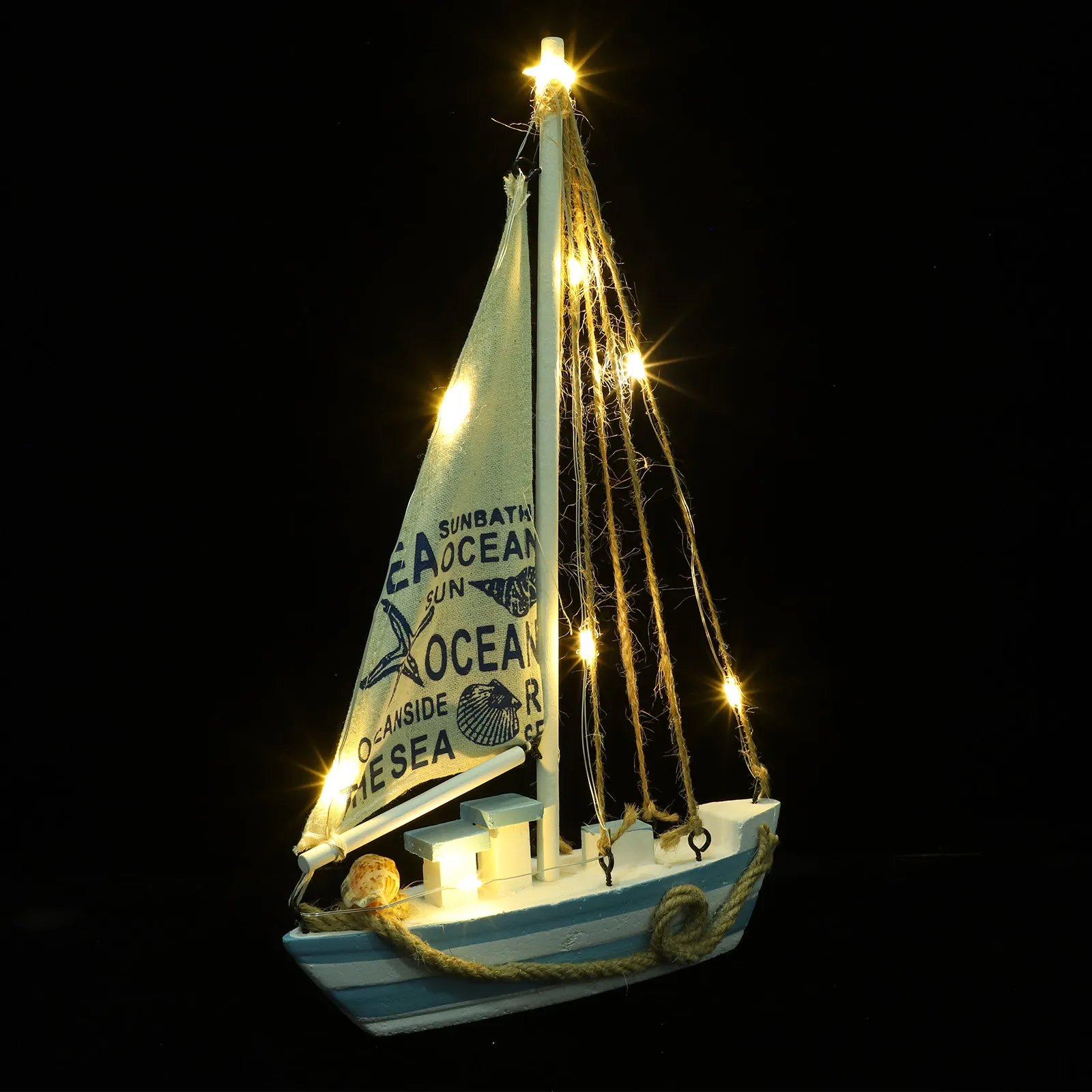 

Mediterranean Wooden Sailboat Decor Lightweight Desktop Sailing Ship Ornament for Dining Table Car Dashboard Bedroom Living Room
