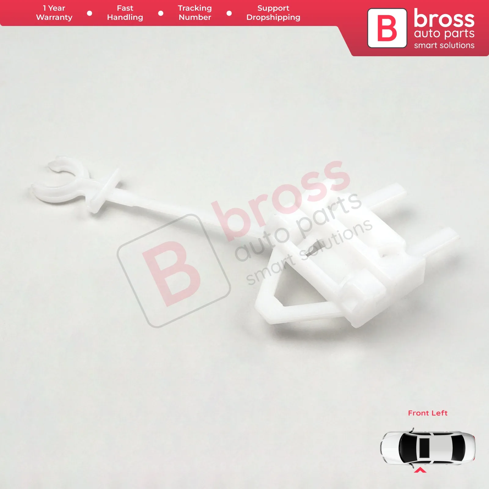 Bross Auto Parts BWR107 Power Window Regulator คลิปด้านหน้าซ้าย51718404, 46751439, 46810619, 46810677สำหรับ Fiat Doblo MK1