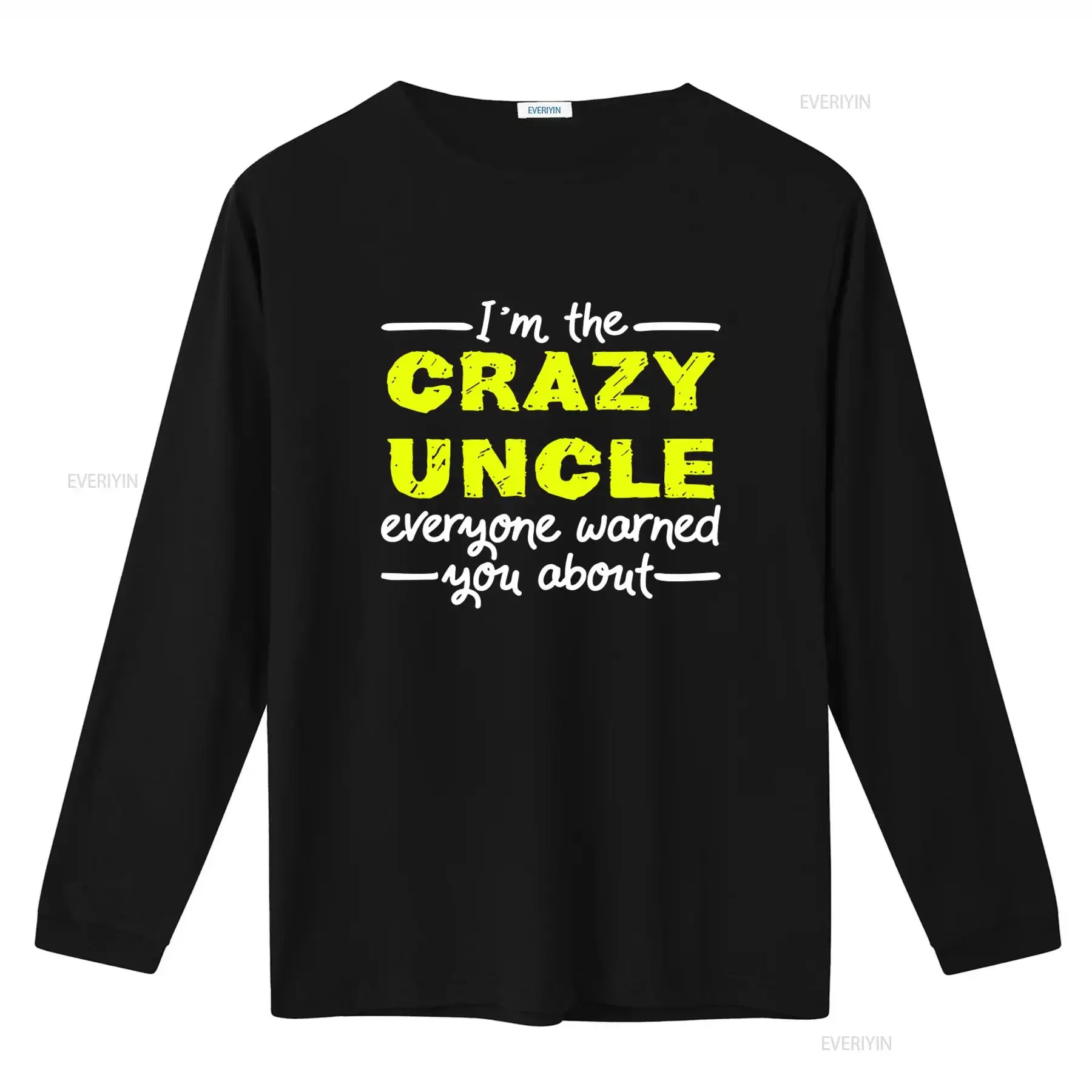 I'm The Crazy Uncle Everyone Warned You About Men's Funny Letter Print T shirt Unique Idea vintage Washed Casual homme