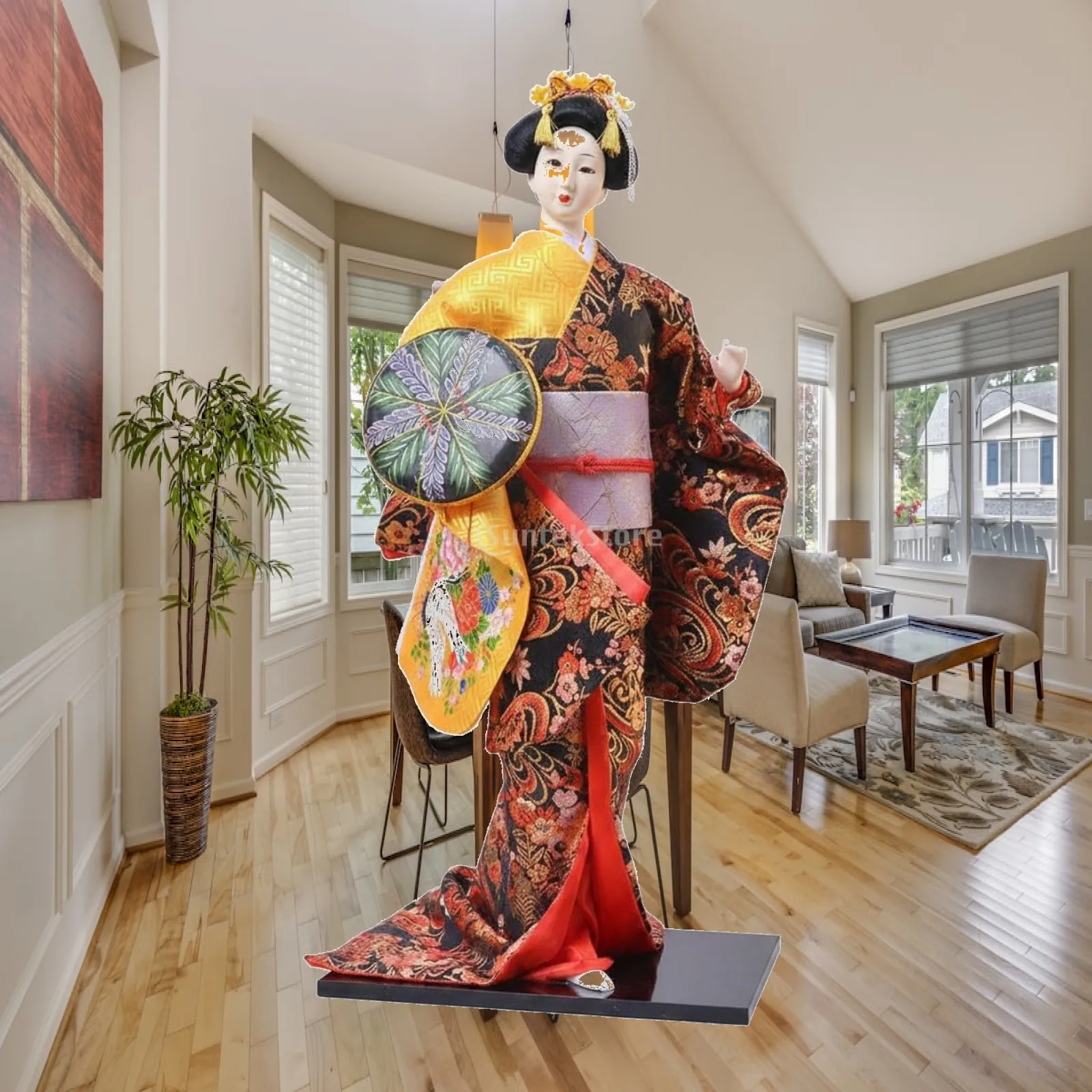 geisha-doll-japanese-traditional-handmade-figurine-folk-art-decor-for-display-shelf-table-home-hotel-wooden-base-plaster-foam