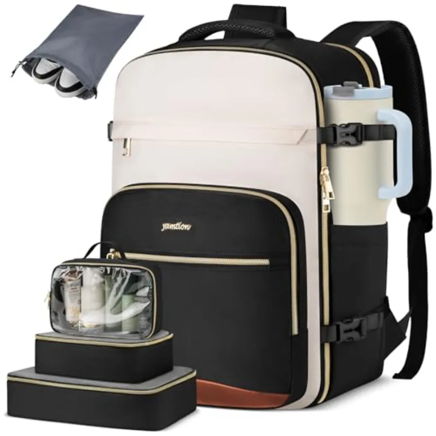 

40L Large Travel Backpack for Women, Carry On Luggage with 4 Packing Cubes, Airline Approved Weekender Bookbags for Personal It