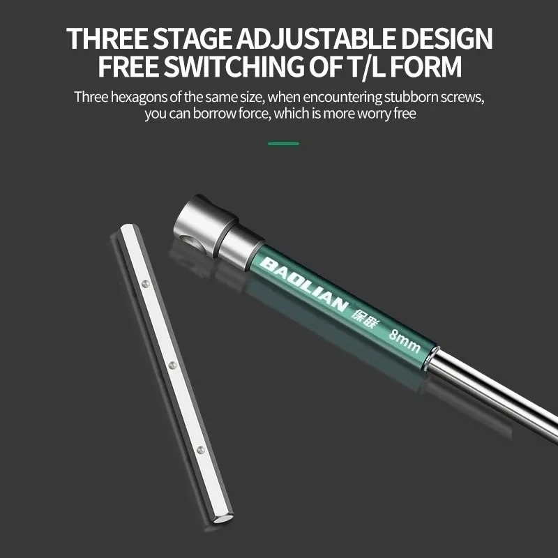 T/L 2.5/3/4/5/6/8/10mm Torx Screwdriver T Type Allen Hex Wrench Chrome Spanner T-shaped Hand Tool Extended T-Socket Wrench