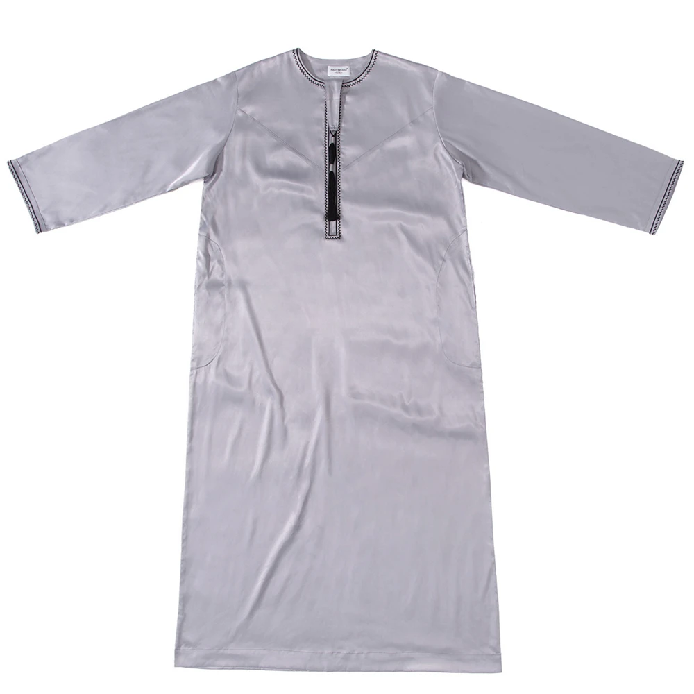 Islam Kaftan Muslim Men Clothing Long Sleeve Moroccan Caftan Ramadan Front Zipper Tassel Loose Breathable Abaya Thobe for Men