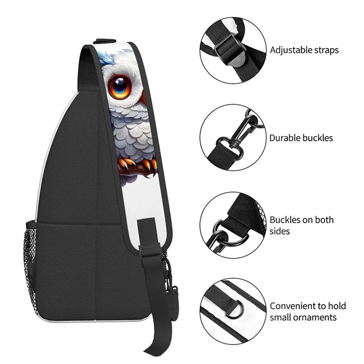Animals Owls Sloths Deer Chest Bag Boy/Girls Best Gift 2D Cartoon Large Capacity Outdoor Sports Leisure Fashion Messenger Bag view 5