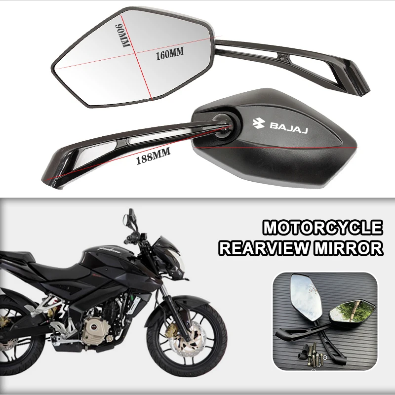Motorcycle Rearview Mirror HD Wide-Angle 360° Rotating Handlebar Mount For Bajaj Dominar 250 400 Avenger Pulsar NS/200 RS/200