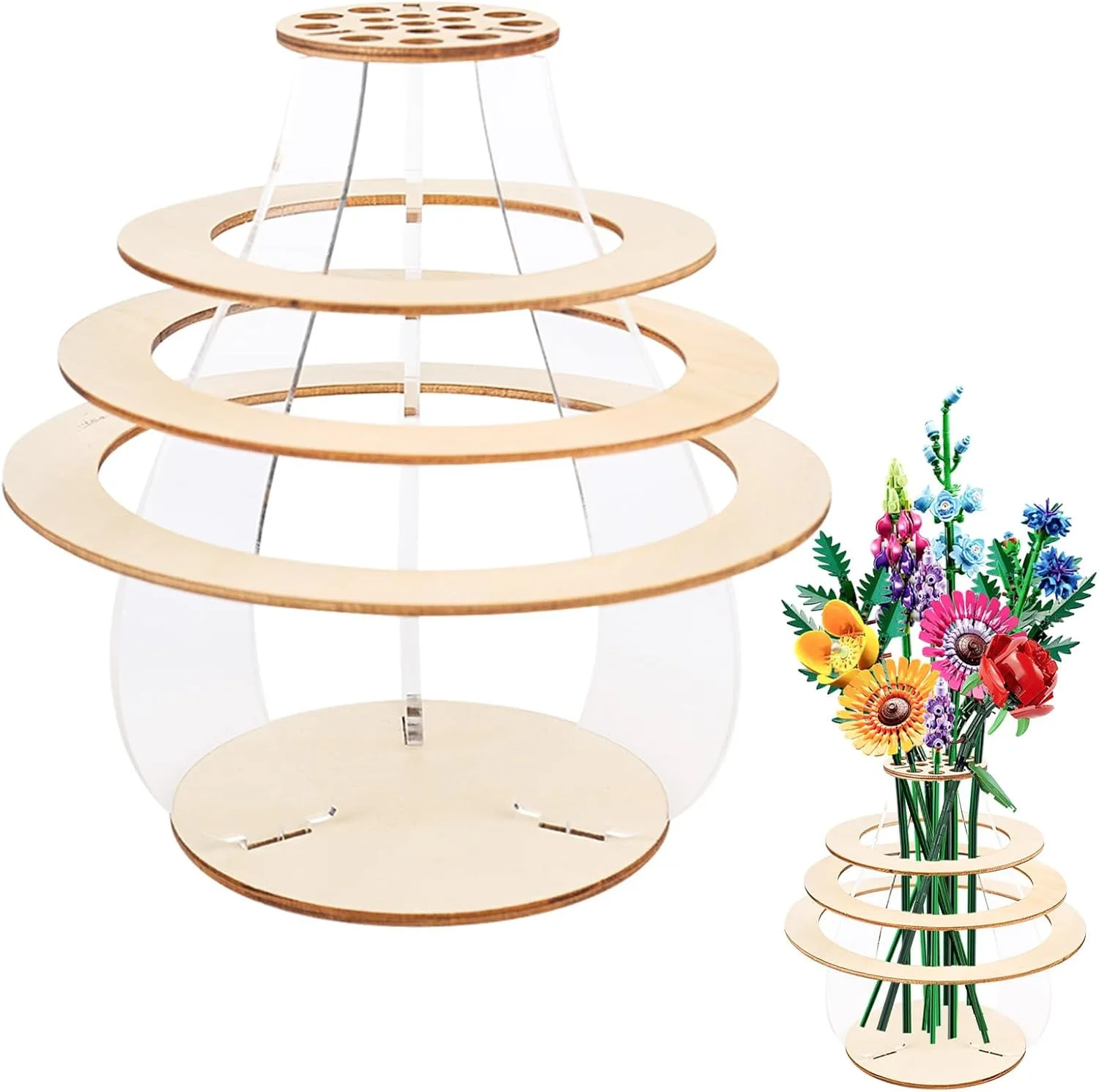 1 Stück Holzpuzzle Blumenvase handgemachte Heimdekoration für Wohnzimmer Küche Schlafzimmer Naturholz Handwerk dekoratives Geschenk