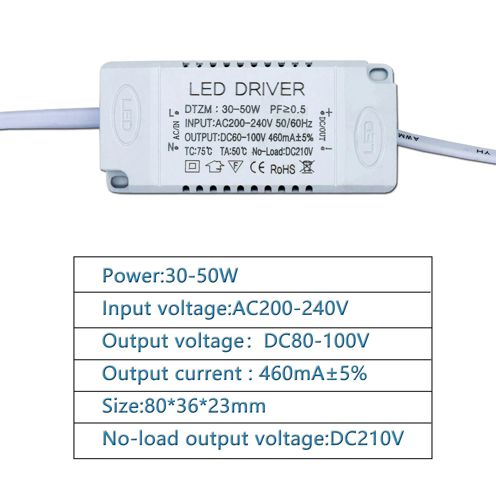 Imagem -02 - Transformador Led para Luz de Painel Adaptador de Energia Driver Led Faça Você Mesmo 3050w 6080w 480600ma Ac200v Dc80120v