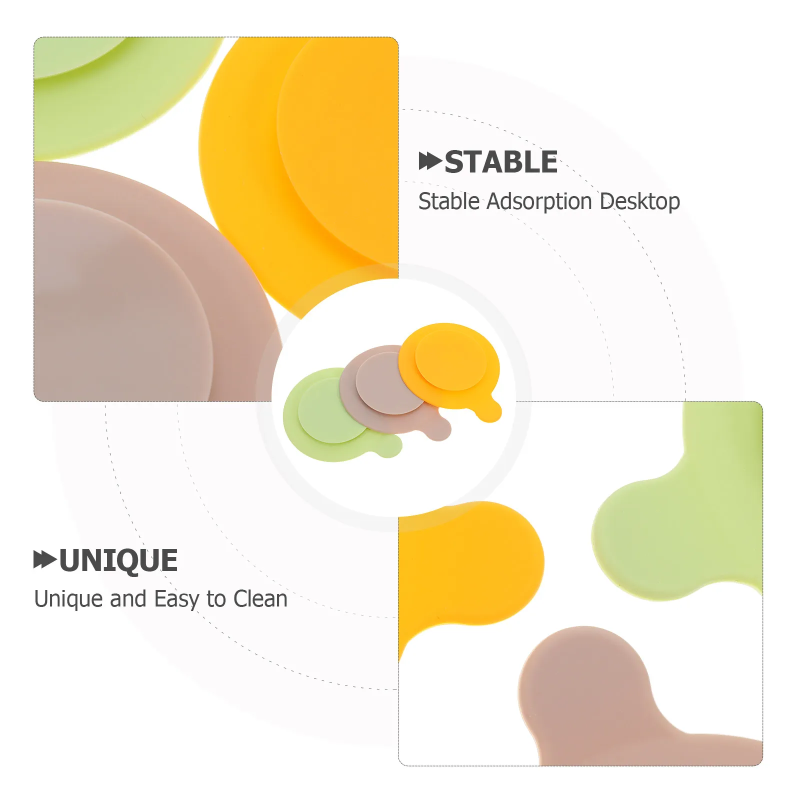 6Pcs Silicone Anti Spill Placemat Double Sided Suction Plate Suckers for Non Slip Table Mat Dish Grip Utensil Rest