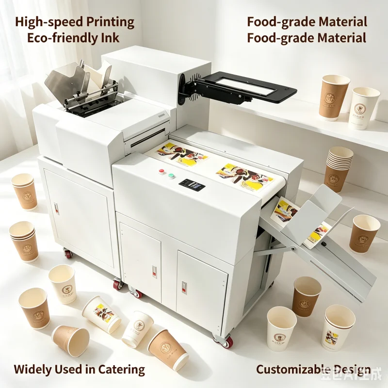 Industrial Digital Paper Cup Fans Printer Machine For Custom Cafe Branding With Instant UV LED Curing High Speed System