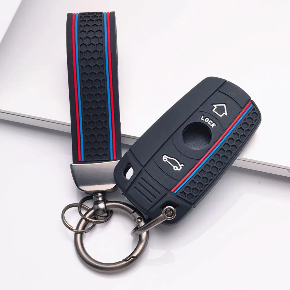 Silicone Car Key Case Key Chain For BMW E60 E61 E70 E81 E87 E90 E91 E92 X1 X5 X3 1 3 5 6 Series Z4 Keychain Accessories