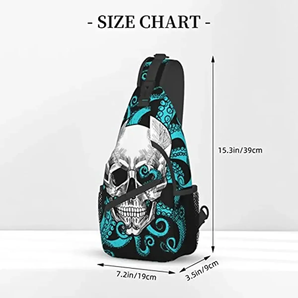 Bolso bandolera con tentáculo de calavera para mujer, mochila cruzada para el pecho, mochila para senderismo, mochila informal de viaje para hombre, paseo al aire libre, playa, poliéster