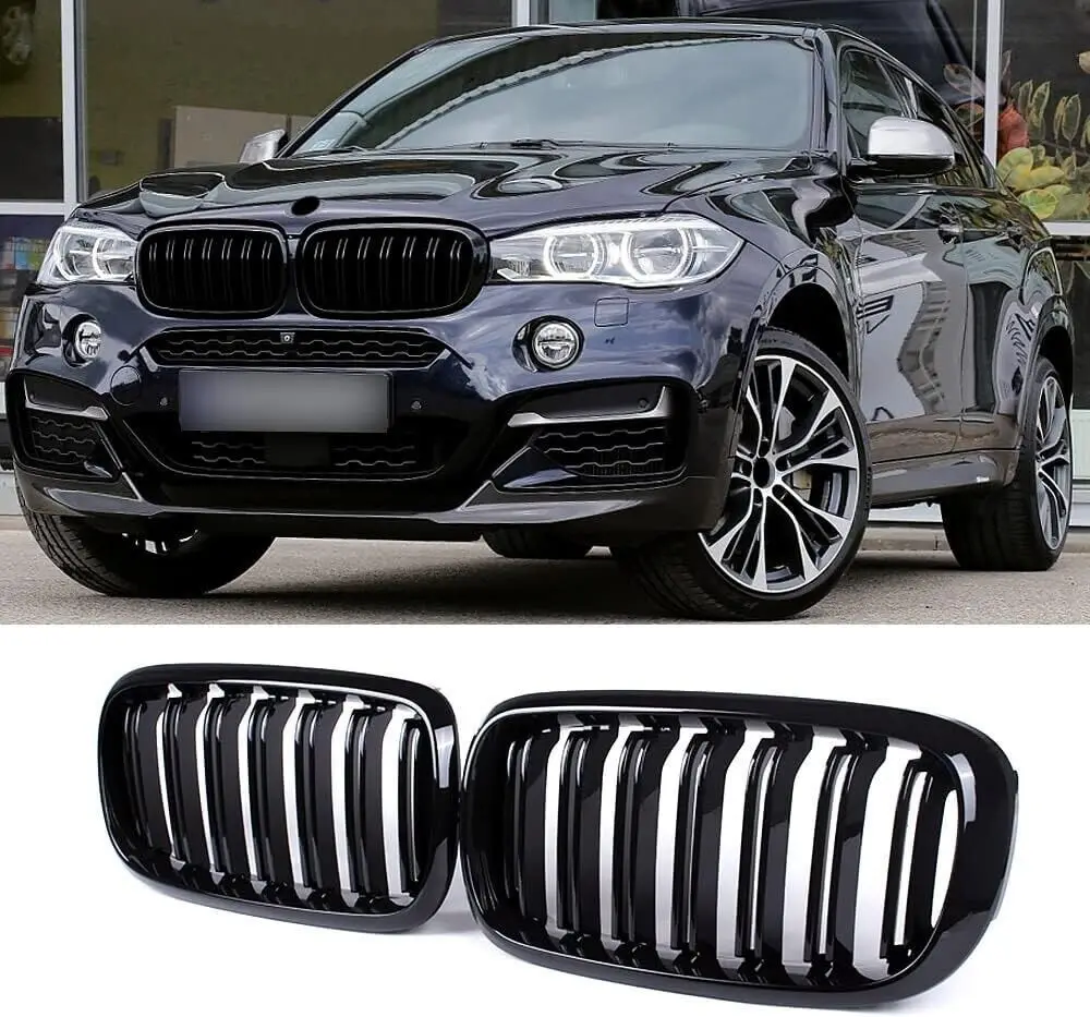 

F15 F16 Car Double Slats Front Kidney Racing Grille Replacement For BMW F15 F16 X5 X6 2014 2015 2016 2017 Kidney Racing Grills