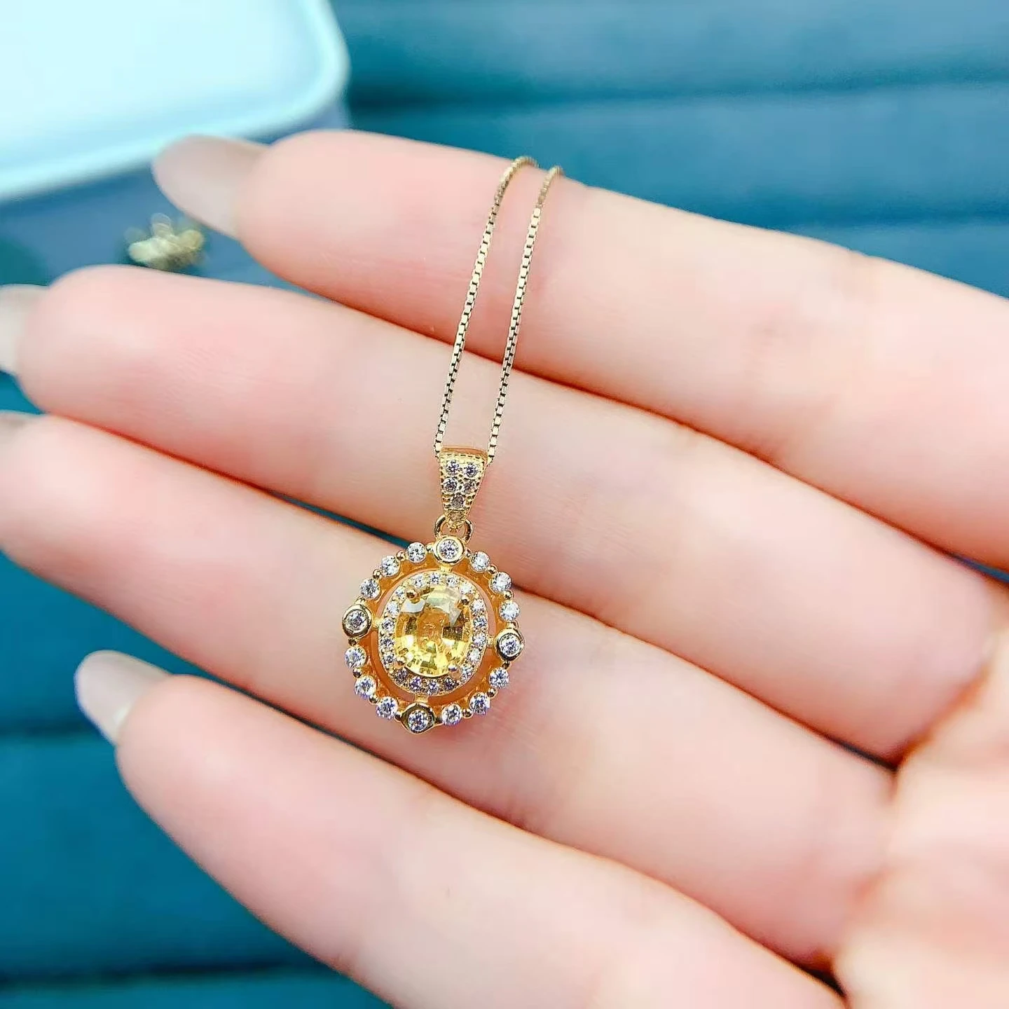 Heated Natural Sapphire Pendant 6x5mm Yellow Sapphire Jewelry with Certificate Silver Pendant Ideal Birthday Gift for Girlfriend