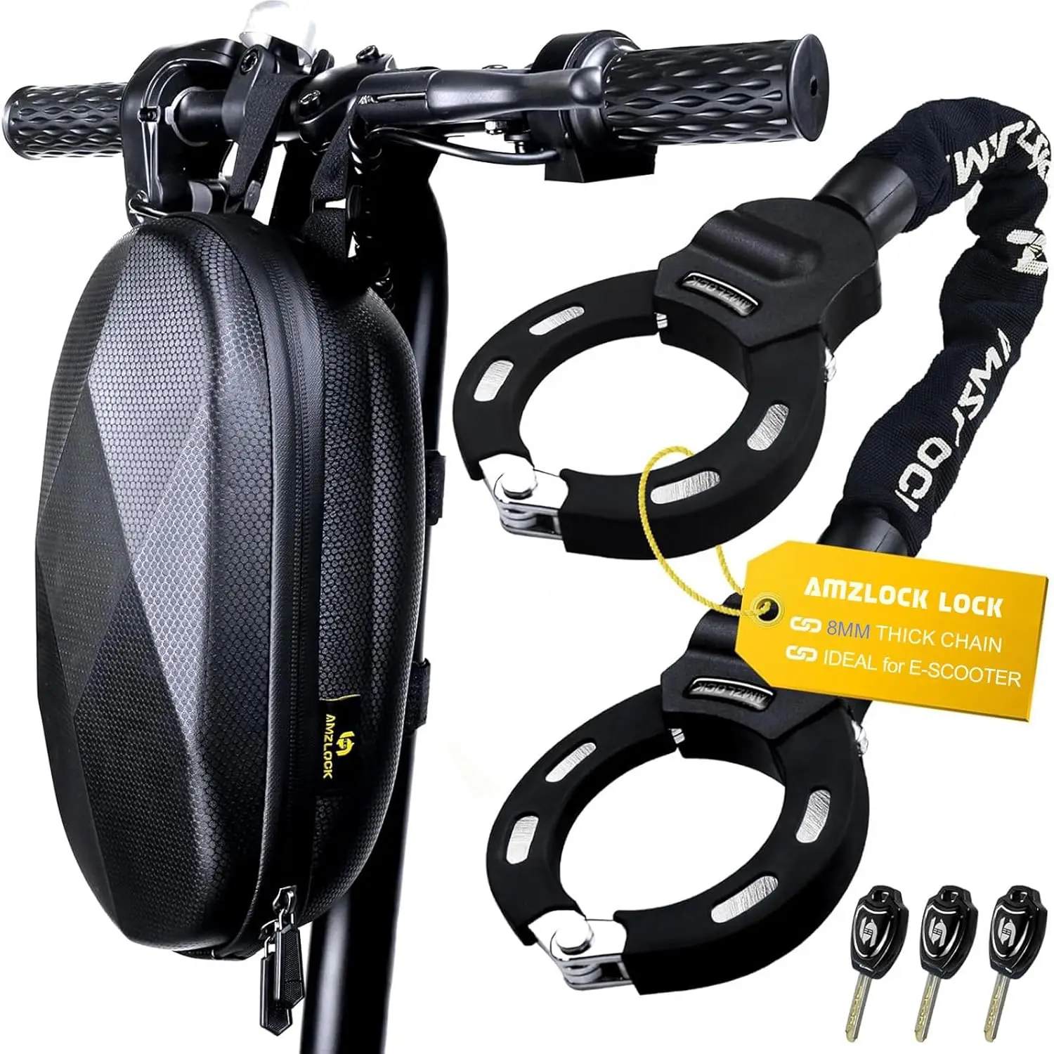 

Heavy Duty 5/16" Chain Lock with Protective Sleeve & Carry Bag for Scooters, Bikes, Motorcycles