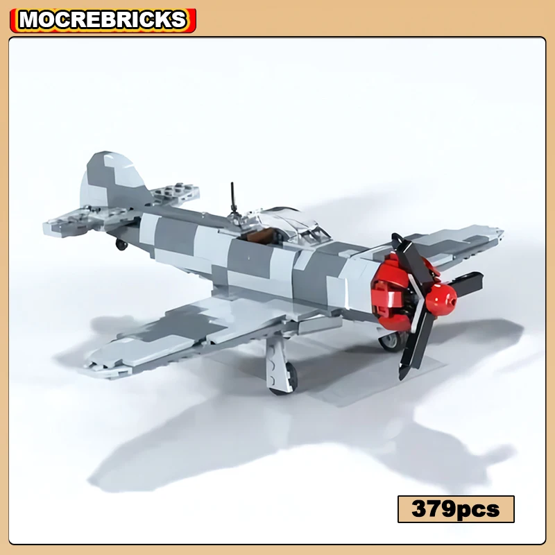 

MOC WW2 High-tech Aircraft Lavochkin LA5 Military Fighter Building Blocks Assembly Model DIY Bricks Toys Children Birthday Gifts