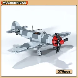 MOC WW2 High-tech Aircraft Lavochkin LA5 Military Fighter Building Blocks Assembly Model DIY Bricks Toys Children Birthday Gifts