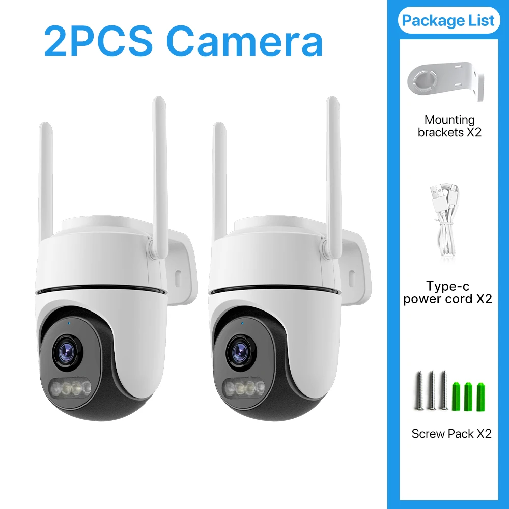 WONSDAR 2 stks PTZ Camera Outdoor IP Camera Video Surveillance WiFi Camera Home Security Bescherming Bewegingsdetectie Alarm iCsee - afbeelding 1
