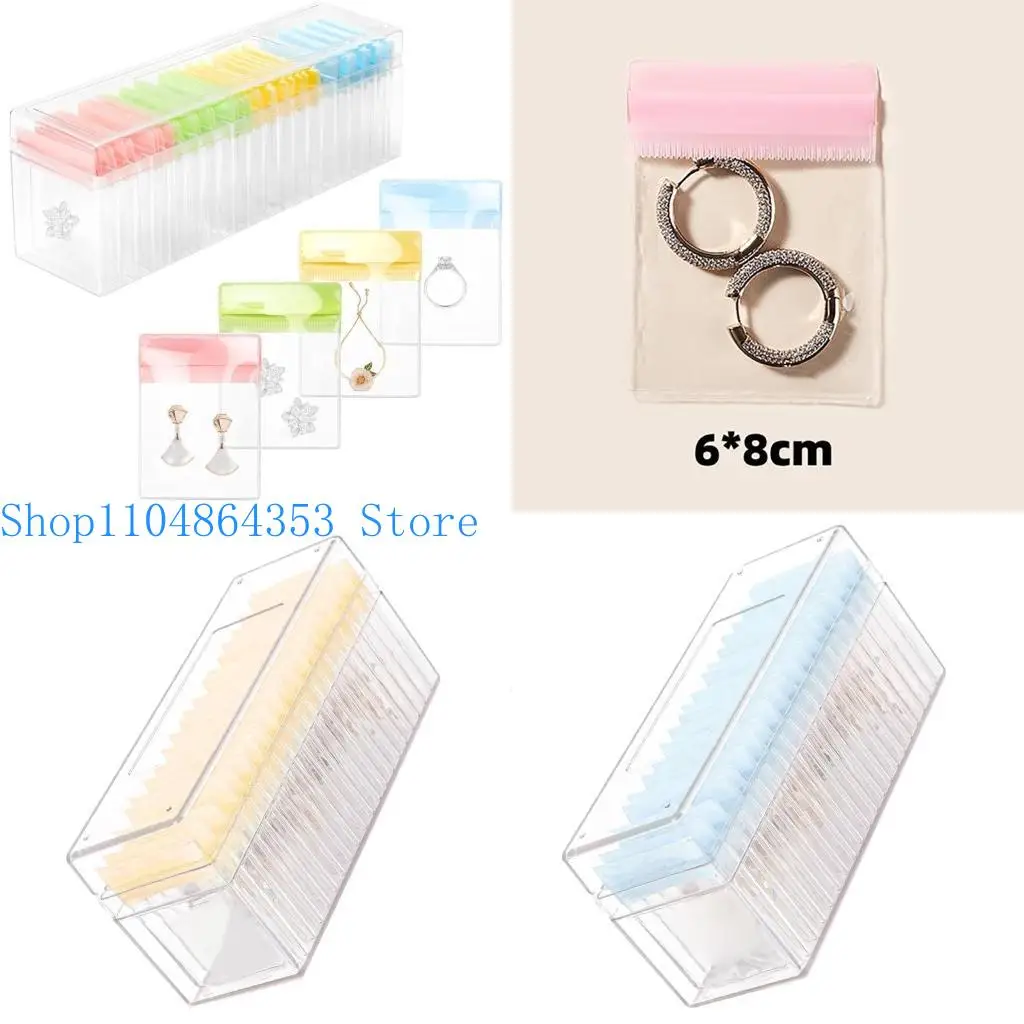 

652f Элегантный прозрачный ювелирный хранитель с 20 ПВХ -герметичными сумками Серьги и кольца Организаторы, подходящие для