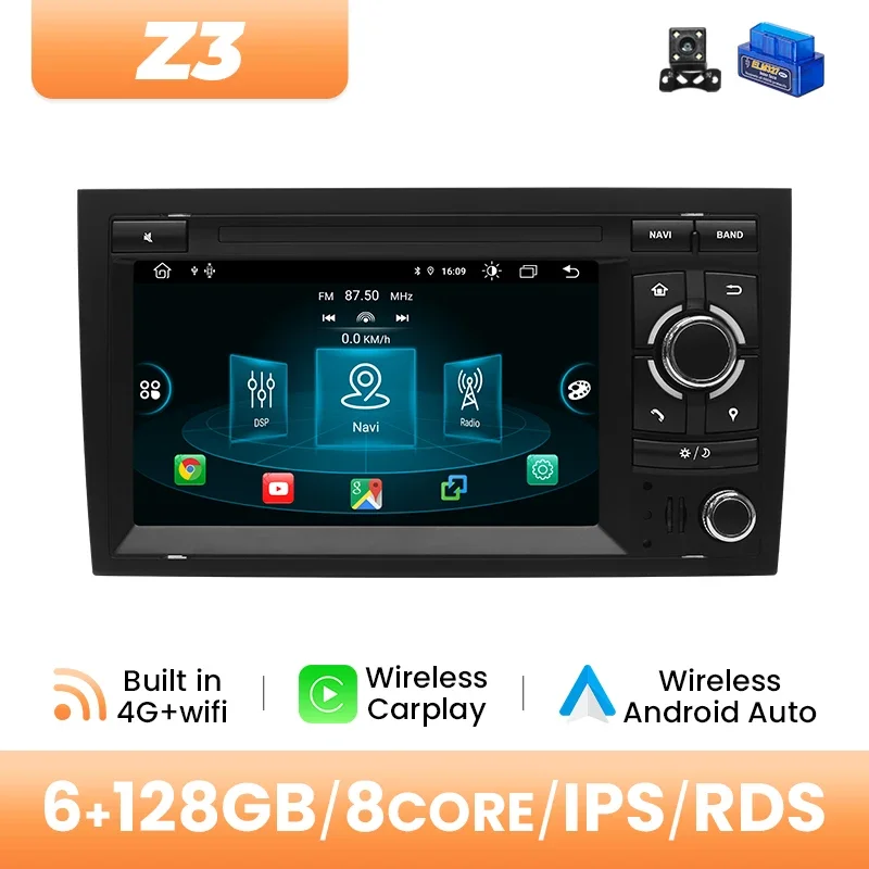 Android14 Draadloze Carplay Auto Multimedia Voor Audi A4 B8 B6 B7 S4 B7 B6 RS4 B7 SEAT Exeo 7 "IPS Navigatie DSP 4G Wifi AutoRadio