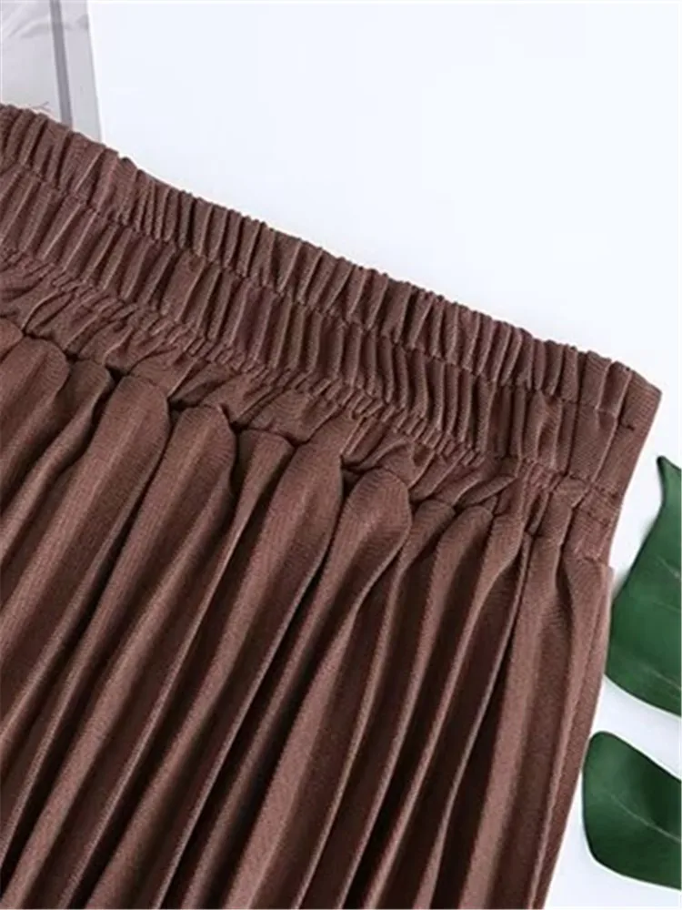 Plus Size Women's Half Skirt Elastic Waist Spring Autumn A-Line Skirt Large Skirt Hem Pleated Skirt And Calf Belly Long Skirt