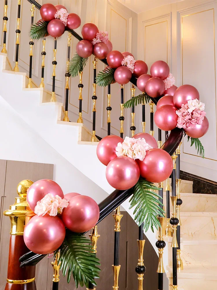 Wedding staircase handrail decoration wedding supplies  room garland arrangement set balloon happy word veil escalator