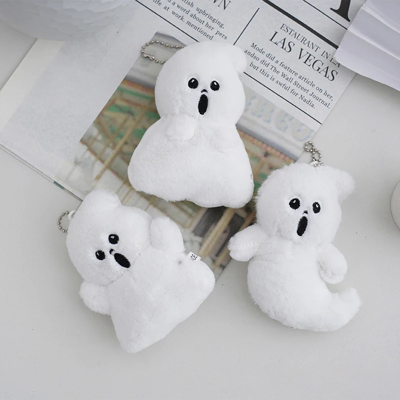 Ghost Plush Toy Pendant Specter Cartoon Keychain Key Ring Anime Spirit Plushie Stuffed Action Figure Doll Key Chain Toys Gift