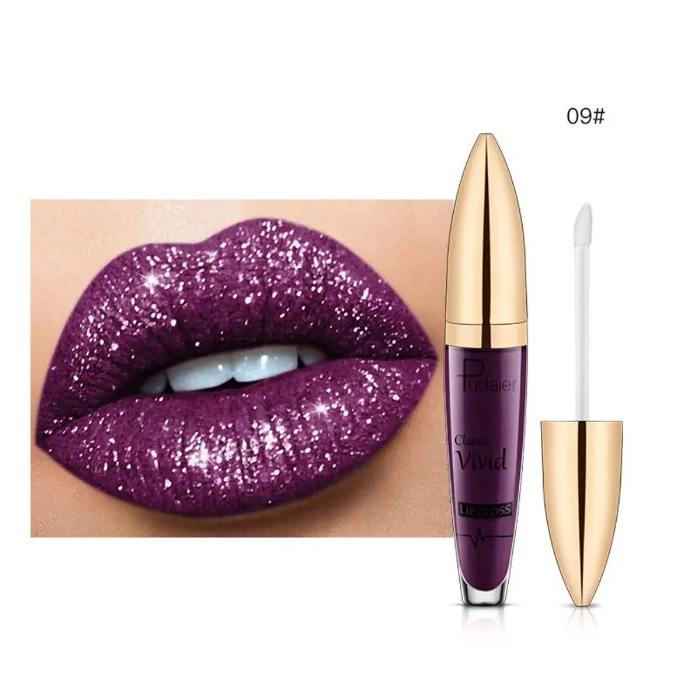 Nieuwe 10-kleuren parelmoer lipgloss matte waterdichte vloeibare lippenstift make-up cosmetica diamant lipgloss glanzende lipgloss
