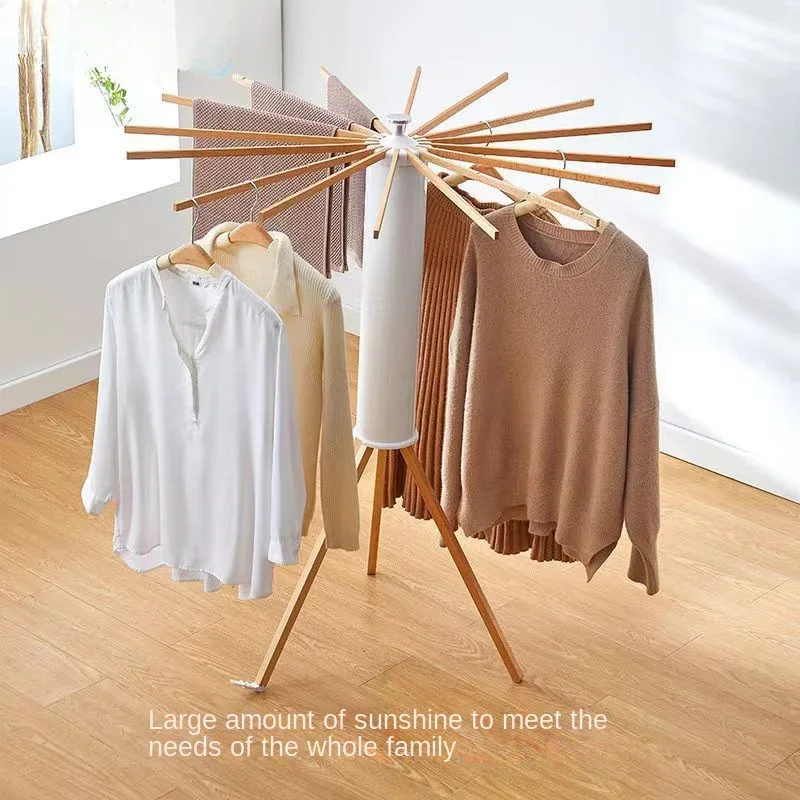 Foldable Drying Rack for Balcony and Indoor Use, Adjustable Telescopic Pole, Space-saving Clothes Hanger