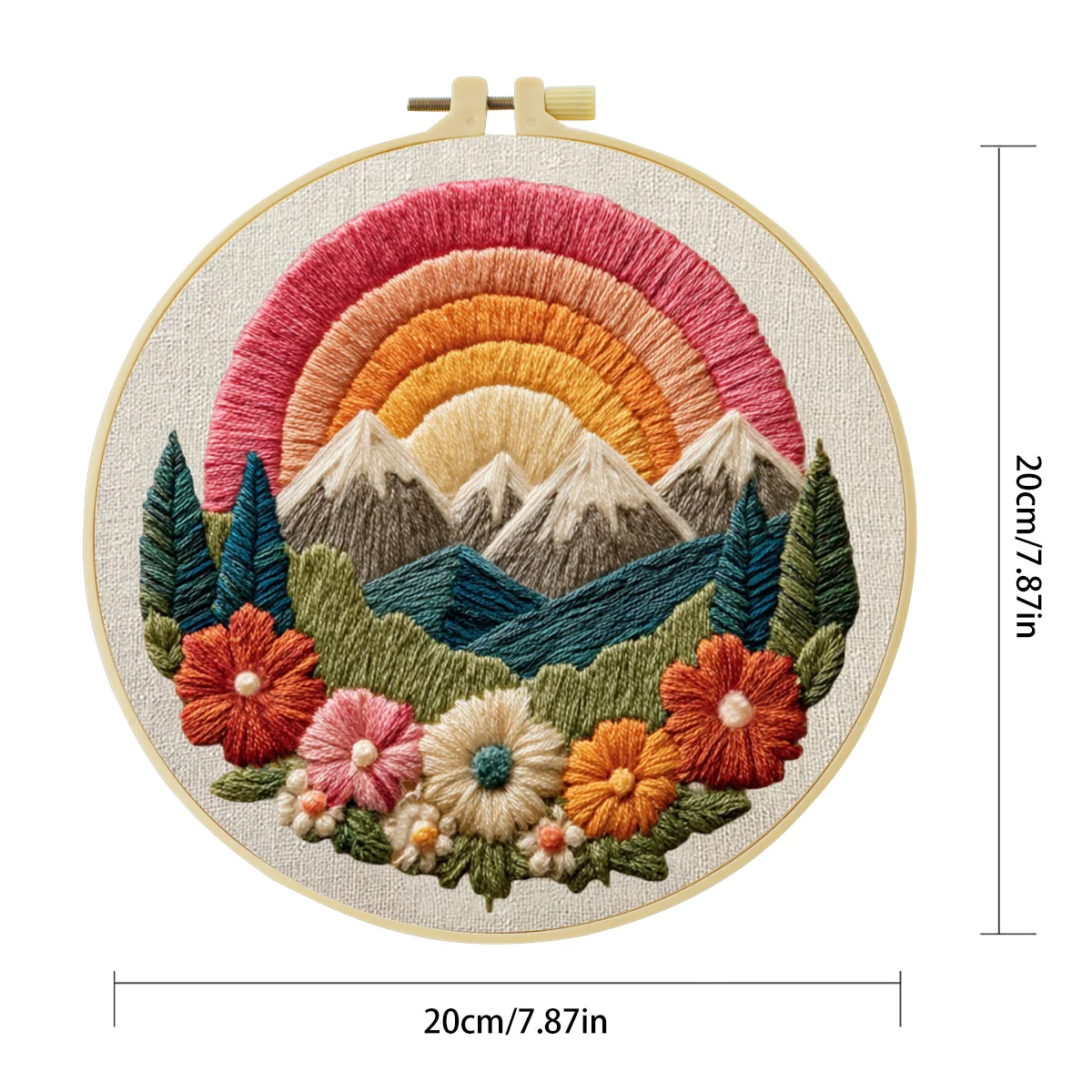 1 Stück 20X20CM/15X15CM 7,87/6,3 Zoll Berg-Stickerei-Starter-Kit DIY-Kit DIY-Stickerei-Set Handarbeits-Set für Anfänger – Detail 2