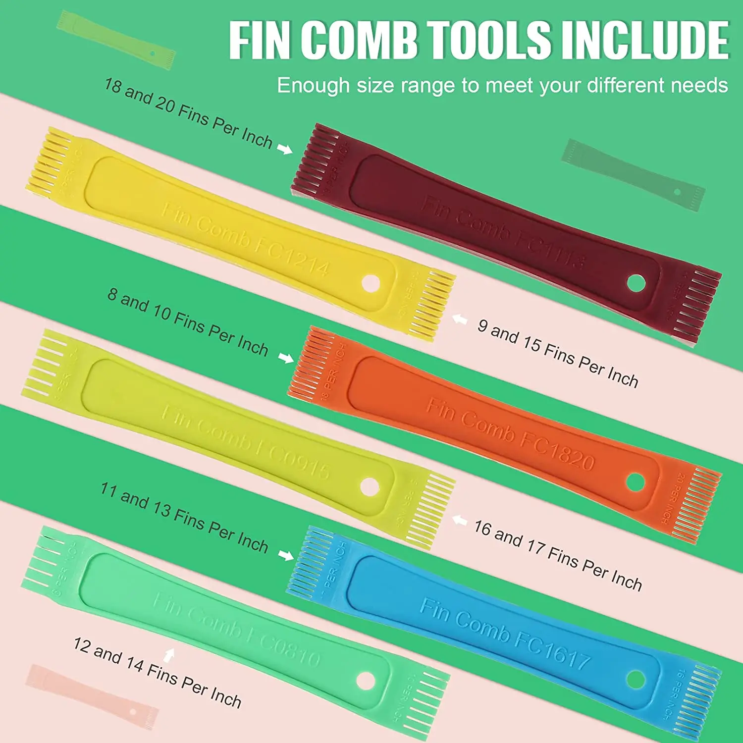 Fcr6 Fin Comb Set Plastic Colored Radiator Fin Comb Straightener Evaporator Condenser Coil Ring Handle 12 Different Fin Spacing
