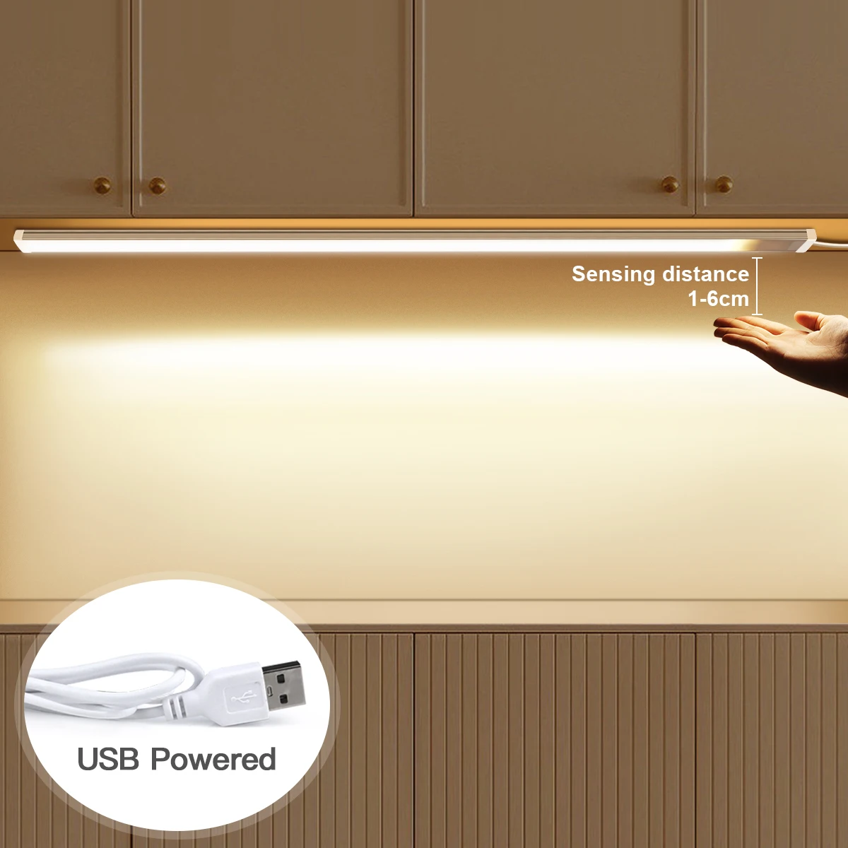 Barra de luz sem fio com sensor de movimento, lâmpada de leitura, 30/40/50cm, parede inteligente, luz noturna, alimentada por usb, iluminação para quarto e estudo