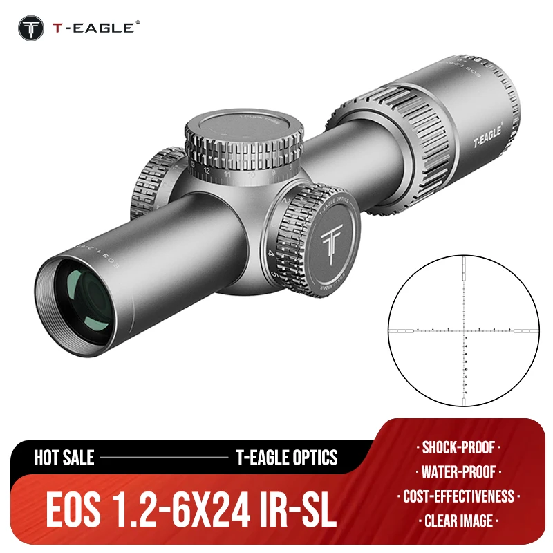 

T-EAGLE EOS 1.2-6X24 IR Silver Lock Turret 1/4MOA Red Green Illuminated Riflescope For Hunting Compact AR15 ScopeCollimatorargun