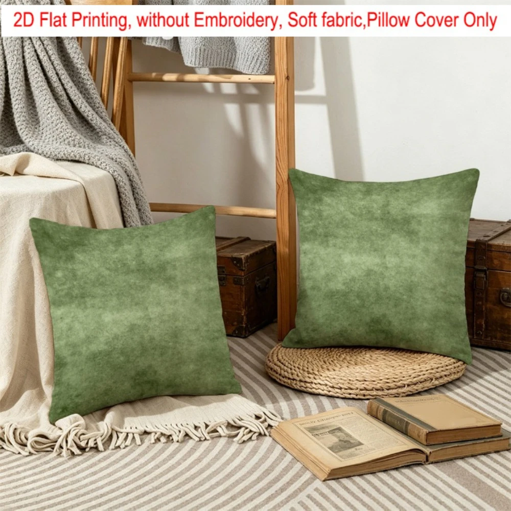 2PCS Olive Green Abstract Swirl Pillow CoverPolyester Cushion Case for Sofa Couch Living Room Bedroom Home Decor