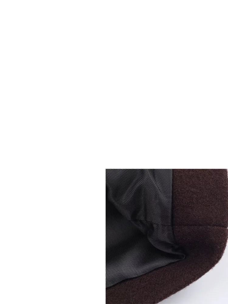 

HH Winter Elegant Women Coats Wine Red O-Neck Long Sleeves Pockets Belt Decoration Single Breasted Female Fashion Loose Coats