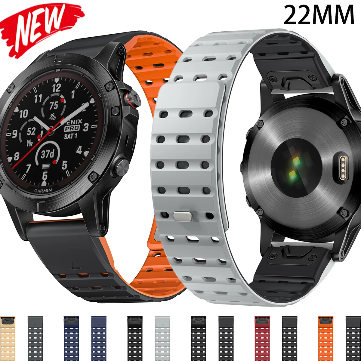 22mm Zweifarbiges Magnetarmband für Garmin Uhren Fenix8 47mm 7/6/5 Atmungsaktives Band für Garmin Forerunner 965 970 Quick Fit Armband