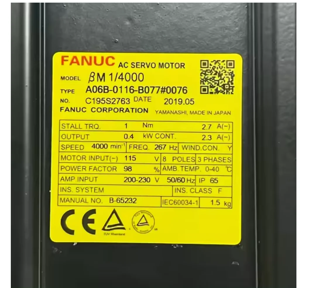 

Fanuc Servo Motor A06B-0116-B077 Fanuc CNC Control Tested Ok A06B 0116 B077