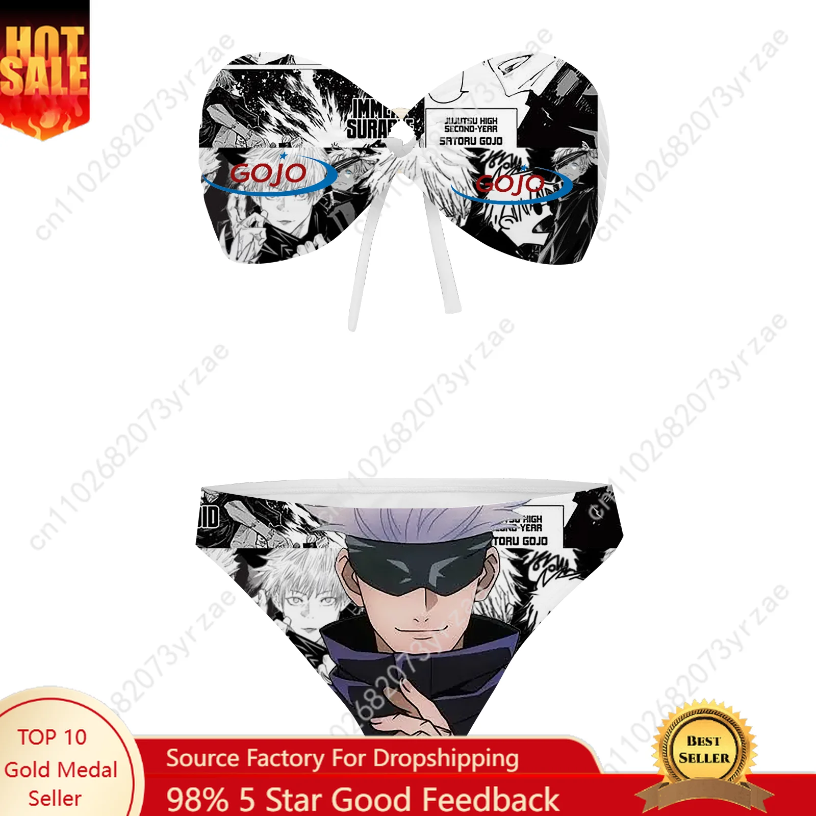 

Satoru Gojo Strapless Swimsuit Womens Bathing Suits Fashion Personalized Swimwear Pool Party Sexy Bikini Customized Beachwear