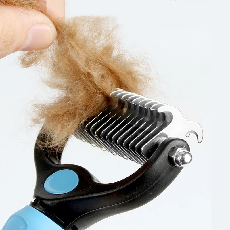 PET095 Double Sided Steel Teeth Cat and Dog Hair Removal & Hair Removal Primer Rake Comb Pet Grooming Brush Tool