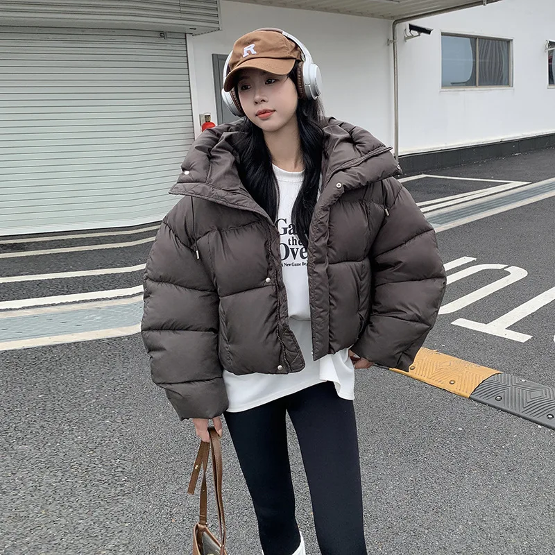 Spot 2025 Winter New Hooded Candy Bread Down Cotton Jacket Women's Thickened Loose Small Man Short Jacket Women's Clothing