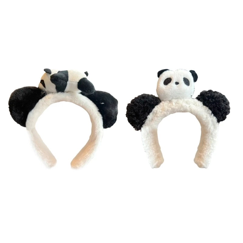 Plush Panda Hairhoop Lovely Stuffed Panda Hairband Holiday Party Props Headwear Adult Festival Hairhoop Hair Dropship